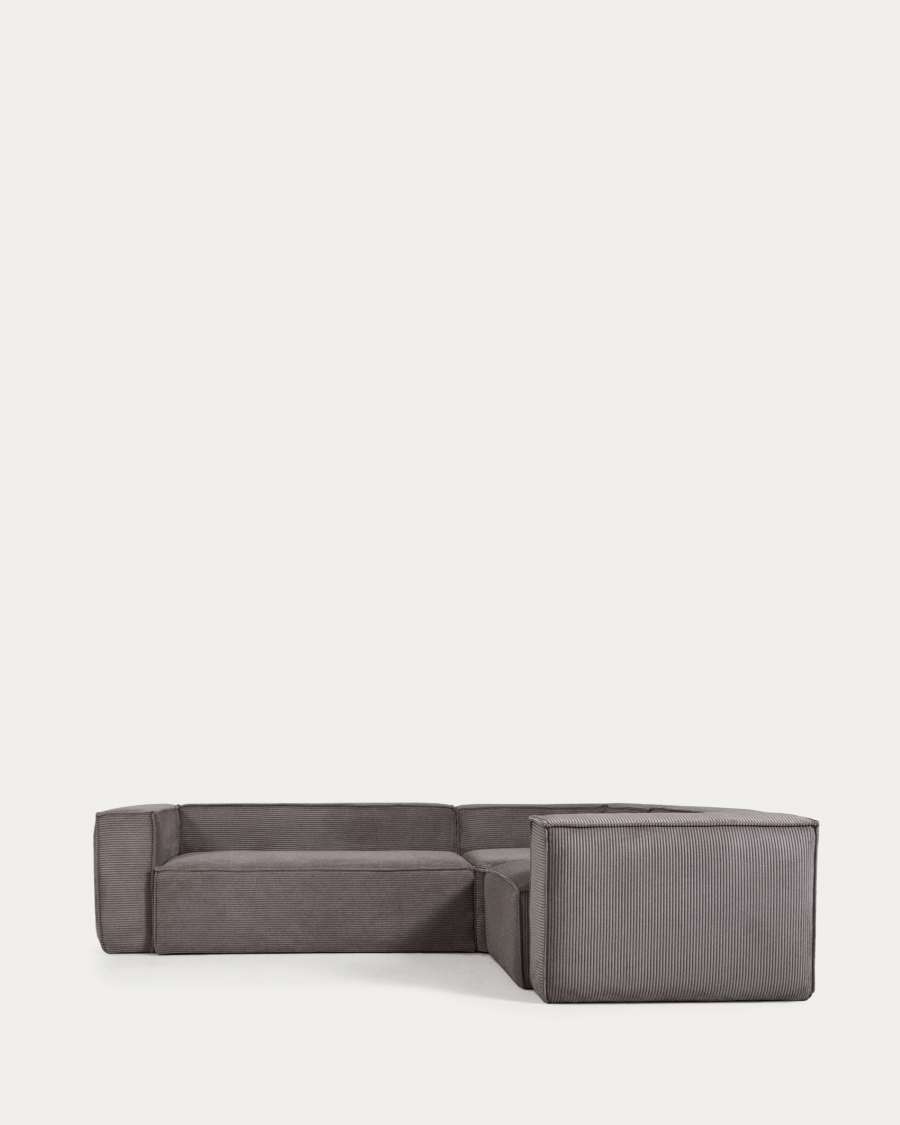 Blok 3-seater corner sofa thick grey corduroy 290 x 230 cm / 230 x 290 cm