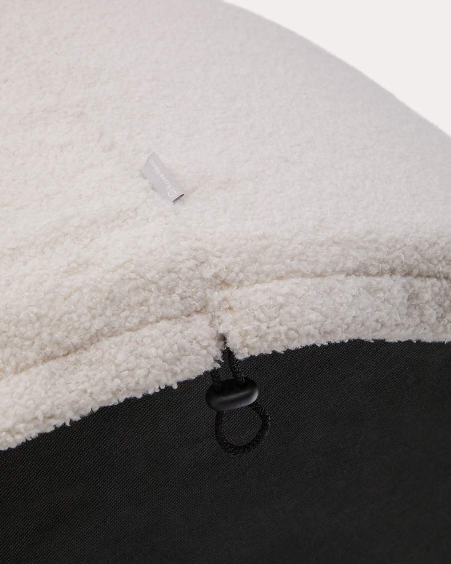 Kaeli footrest cover in ecru bouclé Ø 60 cm