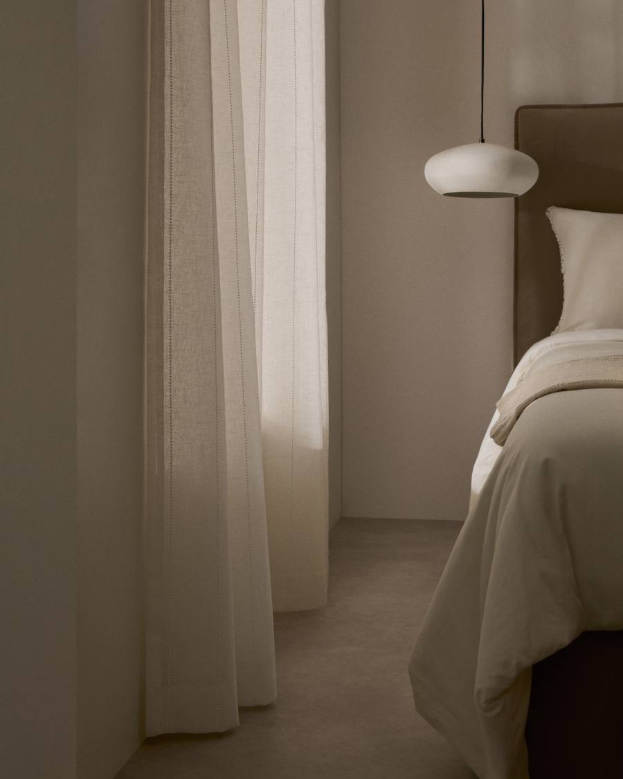 Glima curtain with stitched embroidery detail 140 x 270 cm