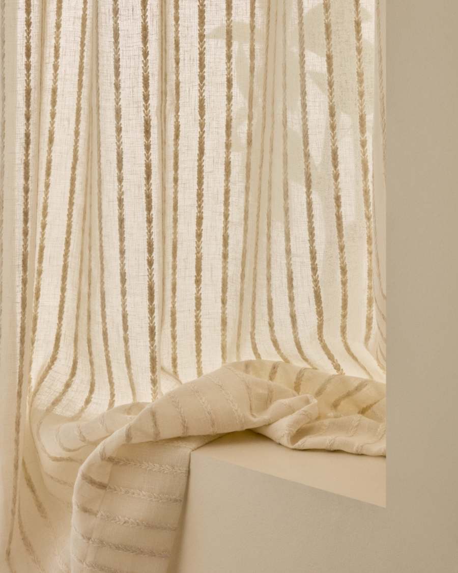 Rideau Arami avec broderie en jute tressé 140 x 270 cm