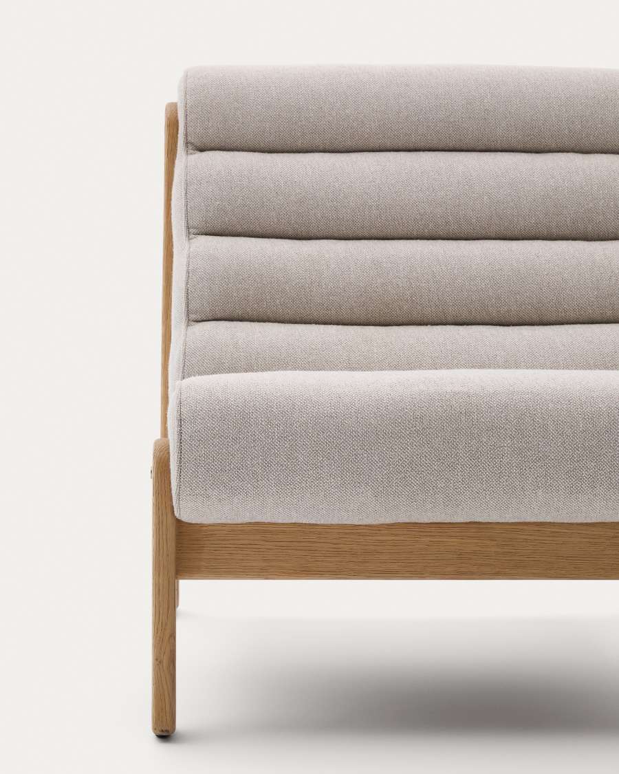 Magira beige armchair in solid oak wood with natural finish