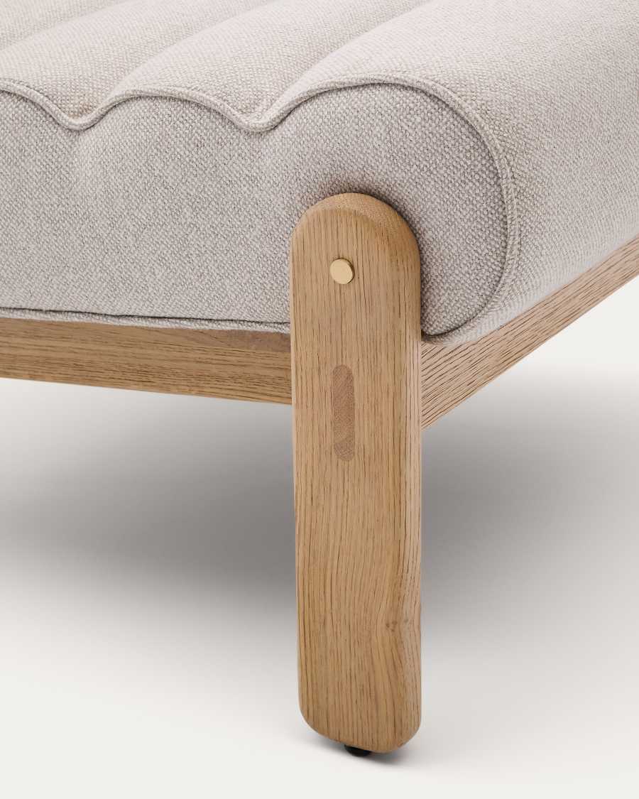 Magira beige armchair in solid oak wood with natural finish