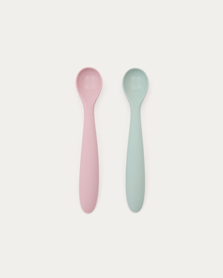 Lili set of two spoons in pink and turquoise silicone
