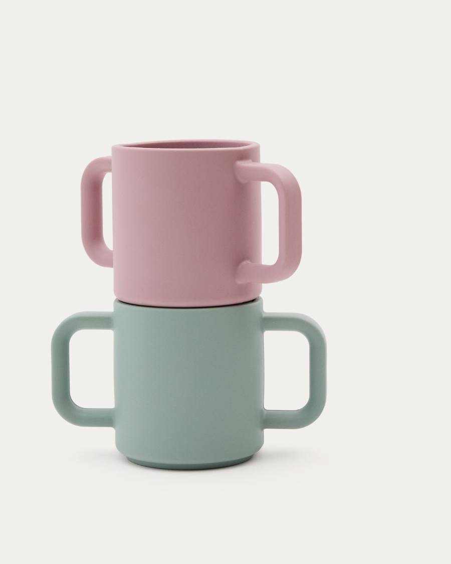 Lili set met 2 siliconen kopjes, roze en turquoise