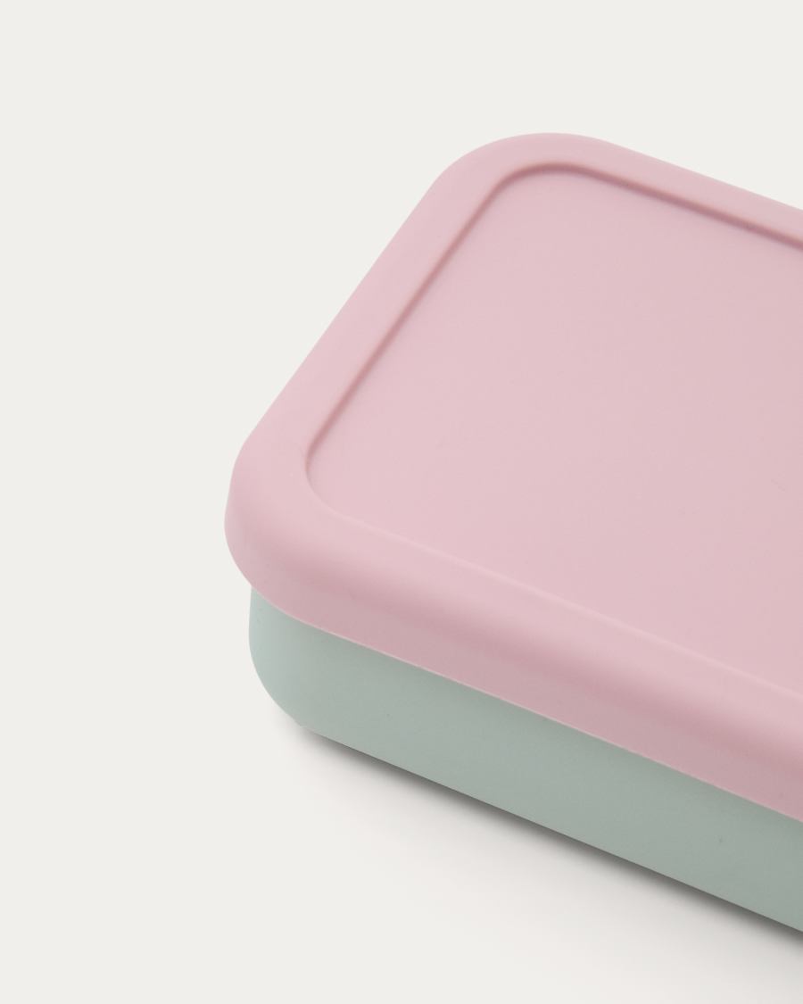 Contenitore Lili in silicone rosa e turchese