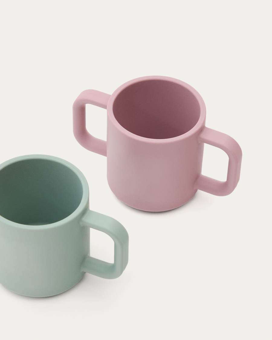 Lili set met 2 siliconen kopjes, roze en turquoise