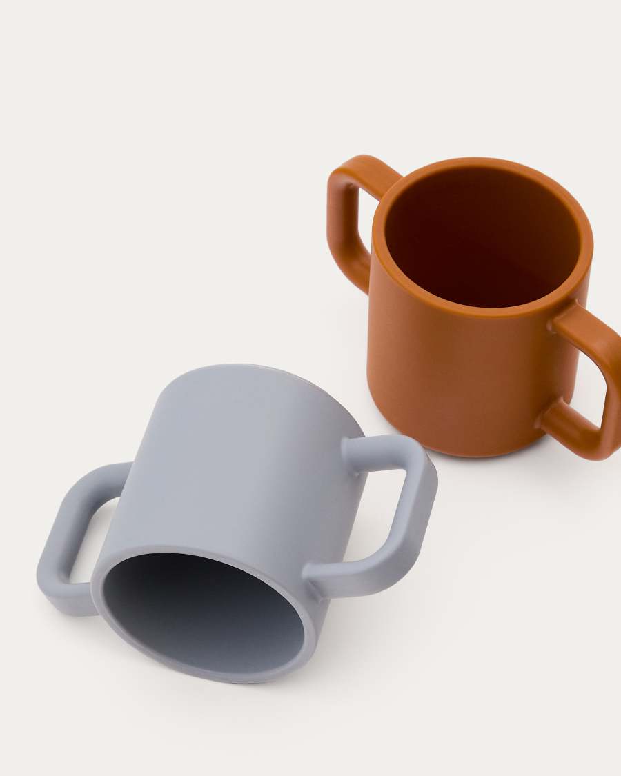 Lili set of two cups in orange and blue silicone