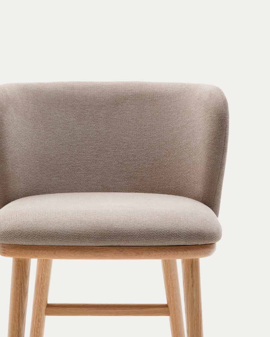 Ciselia stool brown chenille solid ash wood natural tone finish FSC Mix Credit 65 cm