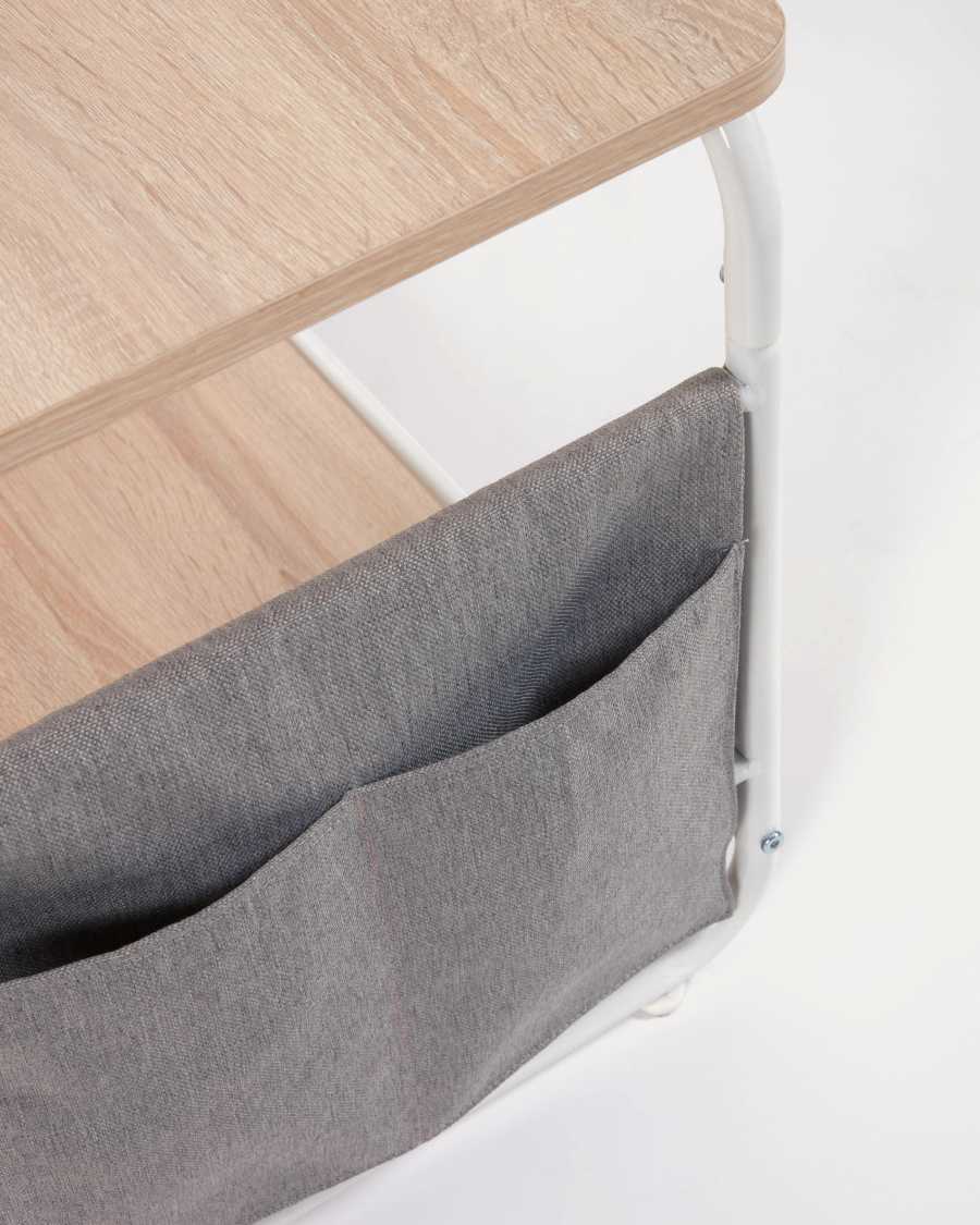 Yamina melamine TV stand with steel in a white finish, 110 x 46 cm