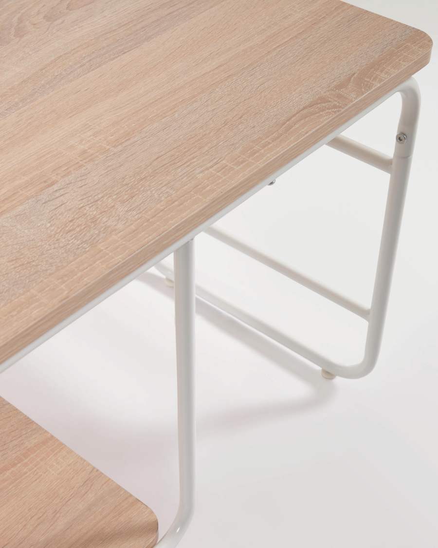 Yamina melamine TV stand with steel in a white finish, 110 x 46 cm