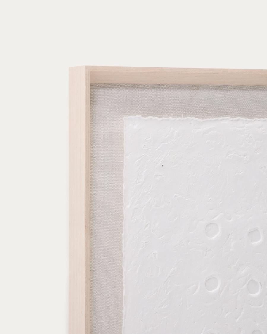 Tableau abstrait Olvin en papier recyclé blanc avec reliefs faits à la main 94 x 74 cm