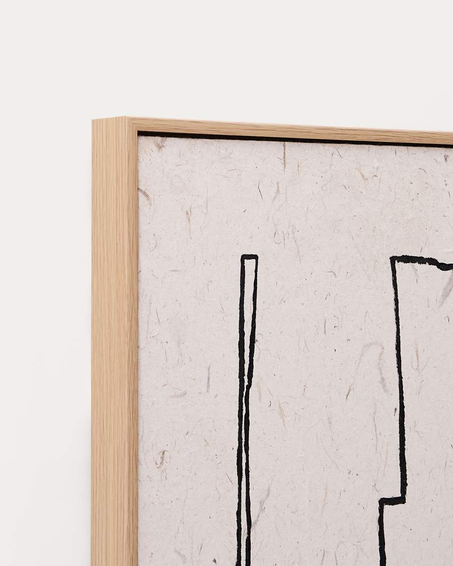 Set Neyra di 2 quadri astratti dipinti a mano su carta riciclata nera e beige 30 x 30 cm