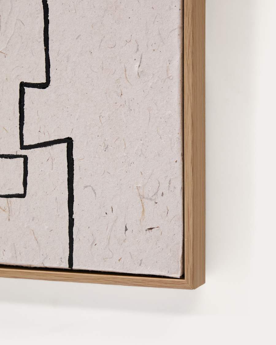 Set Neyra di 2 quadri astratti dipinti a mano su carta riciclata nera e beige 30 x 30 cm