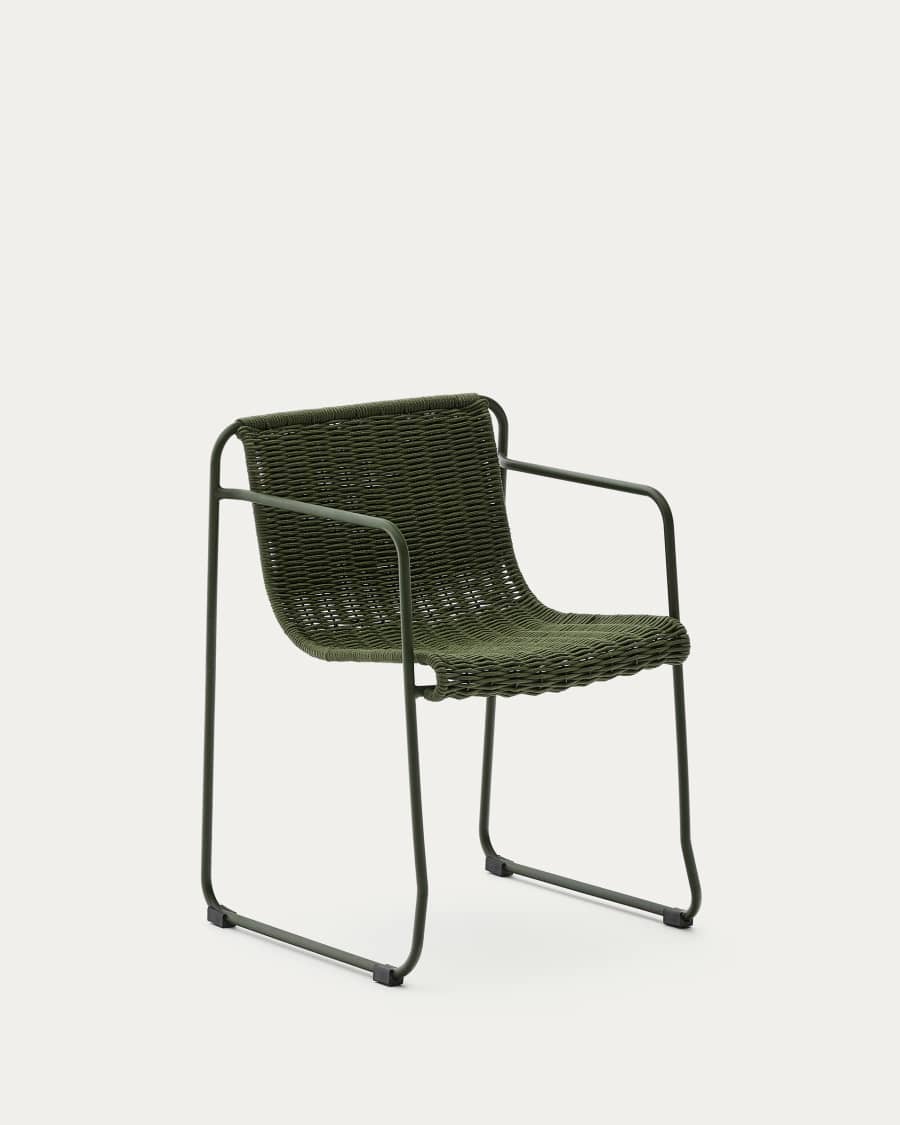 Maurina chair in green galvanised steel and green rope cord