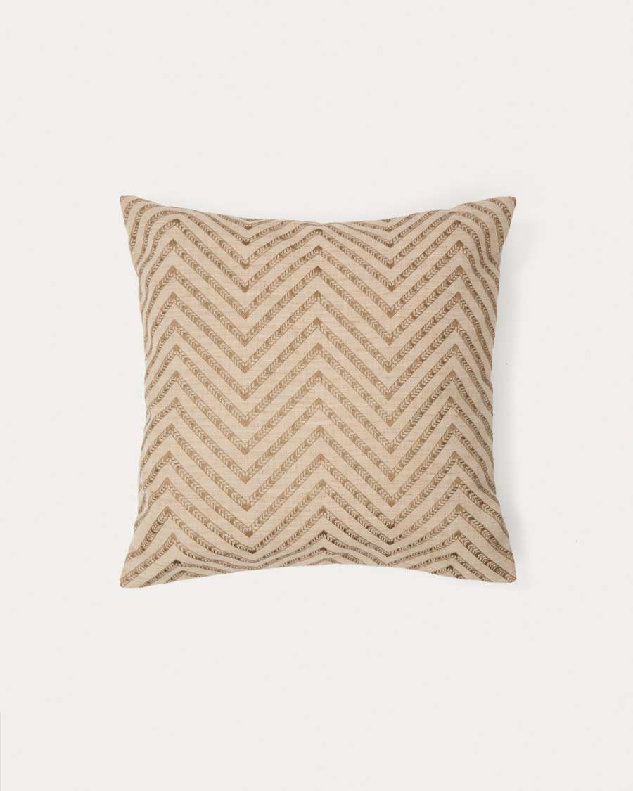 Olea beige contrasting jacquard cotton cushion cover 50 x 50cm
