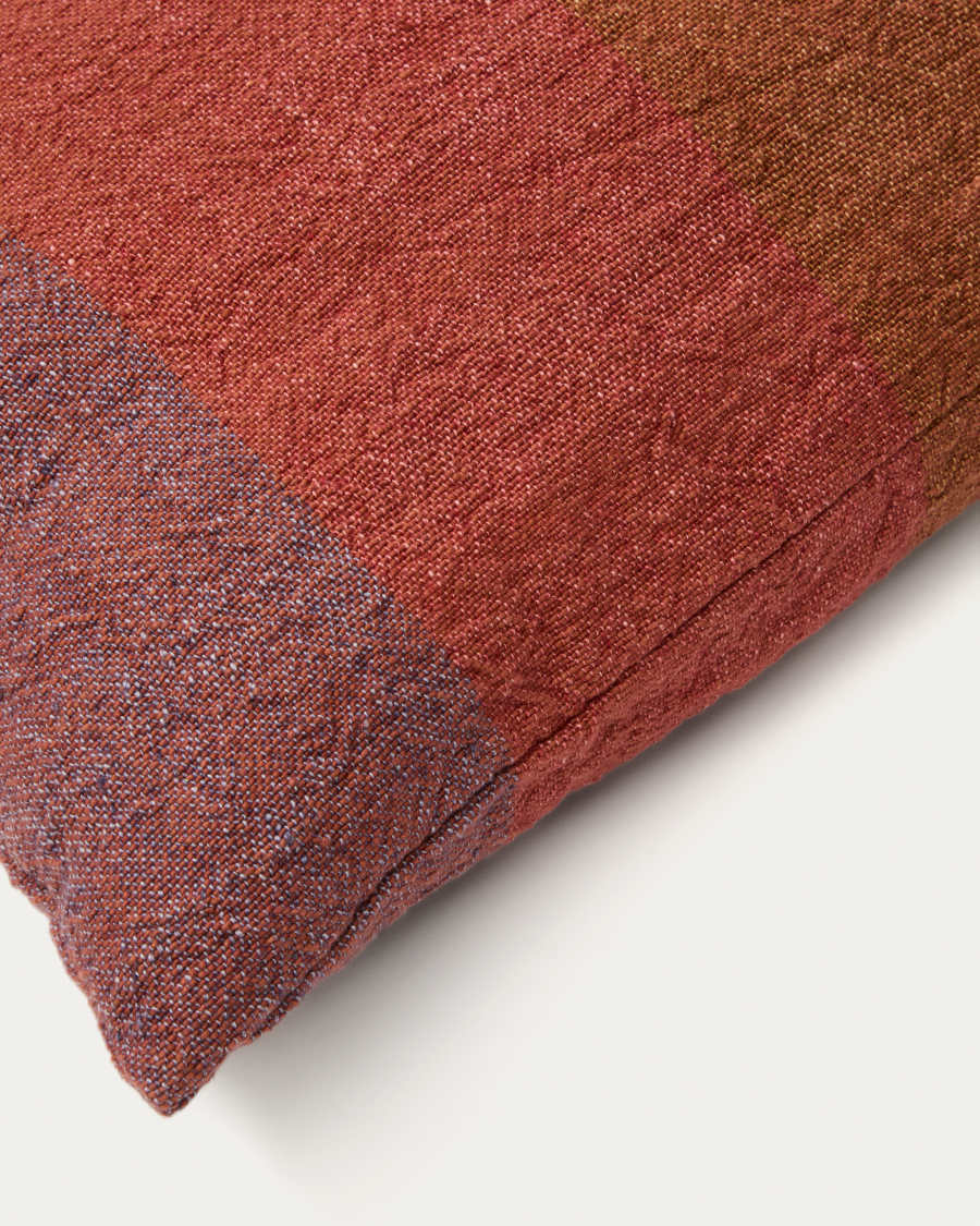 Fodera cuscino Taris 100% lino a righe rosse 50 x 50 cm