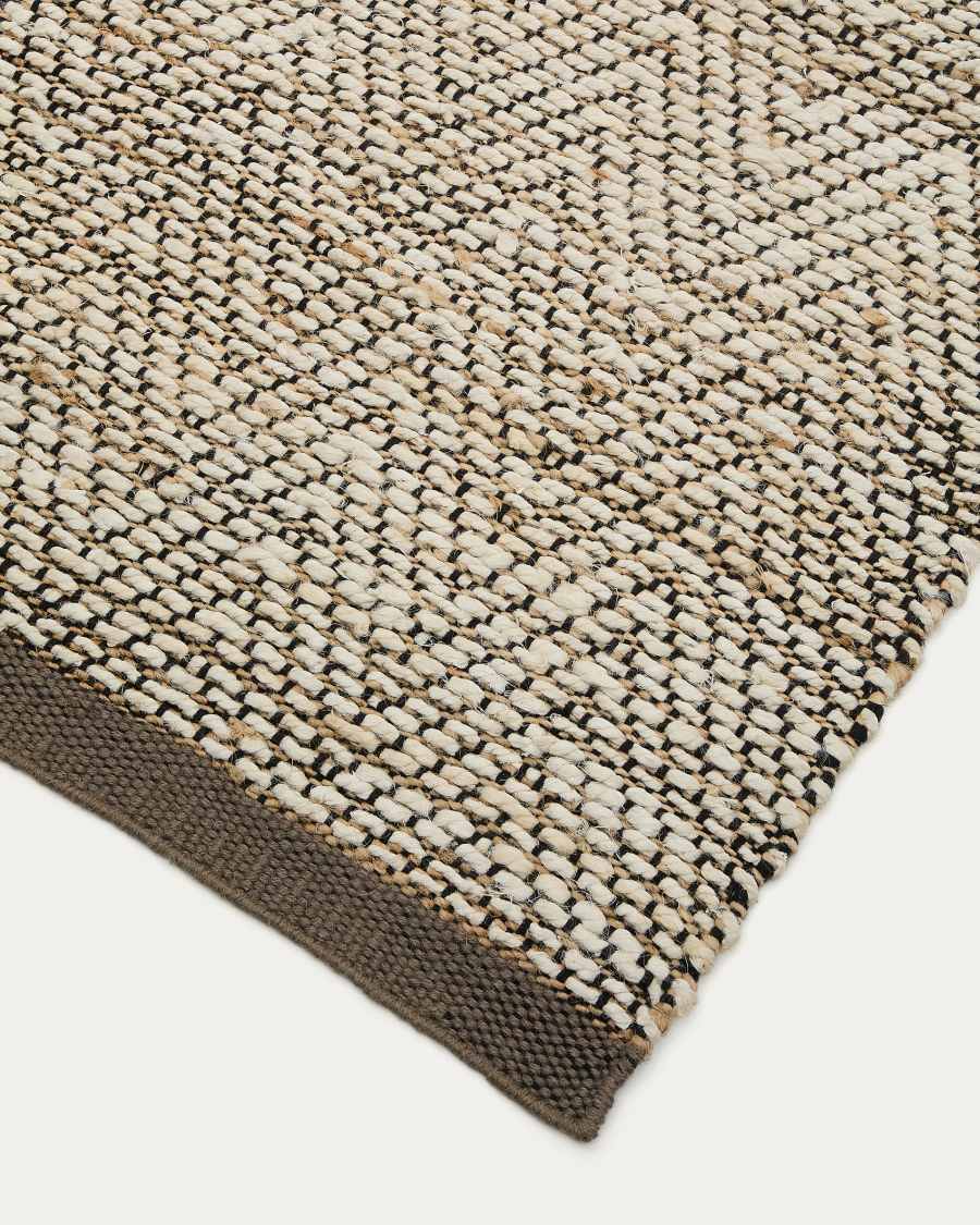 Tapis de couloir Arpe jacquard en jute beige 70 x 140 cm