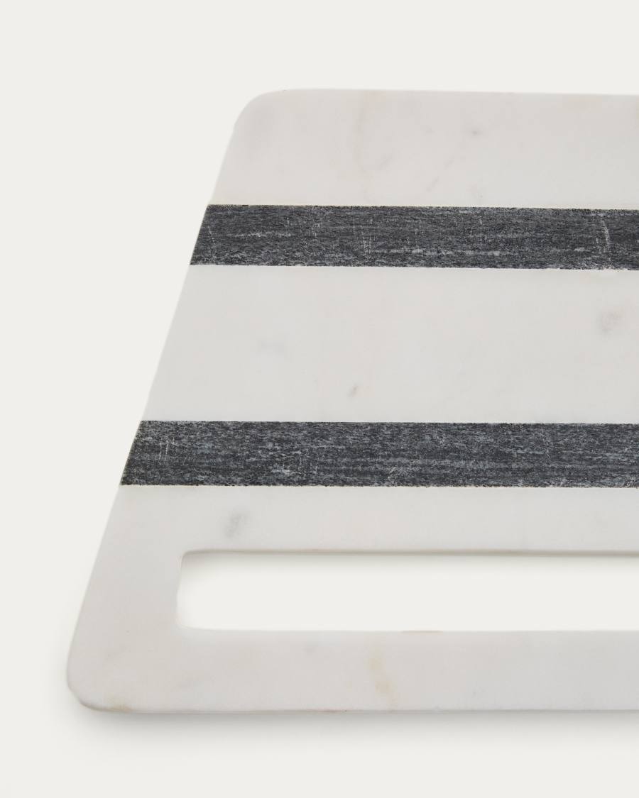 Nira square serving board in black and white marble