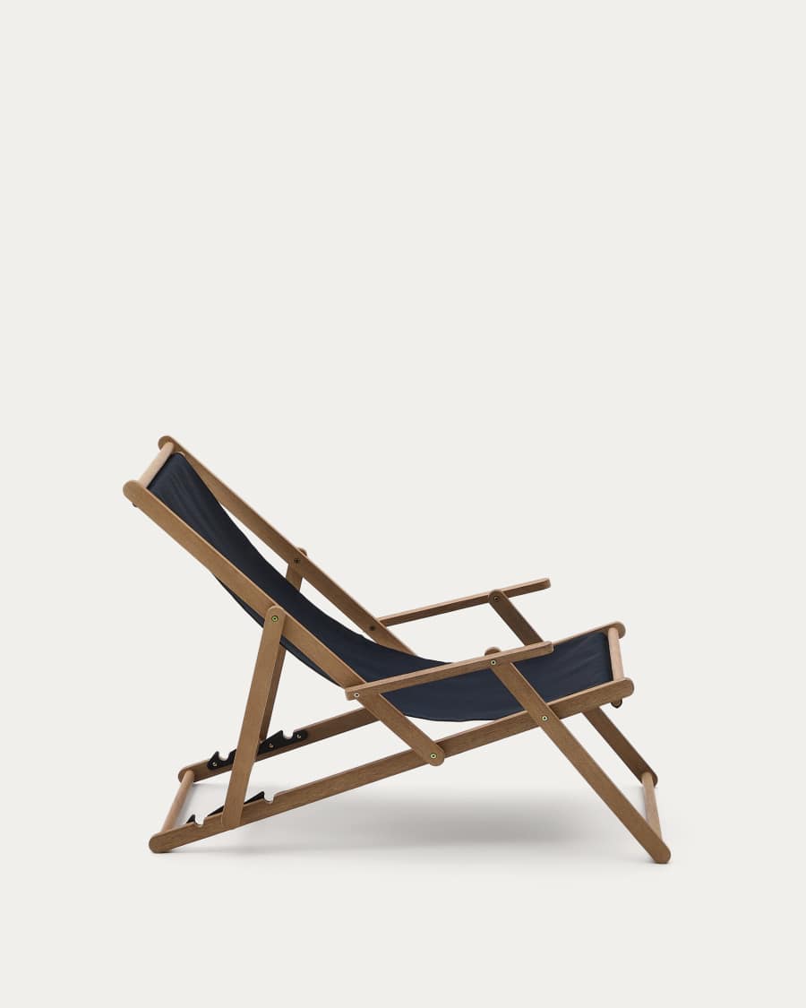 Transat pliant d’extérieur Vilara noir en bois d’acacia FSC 100%