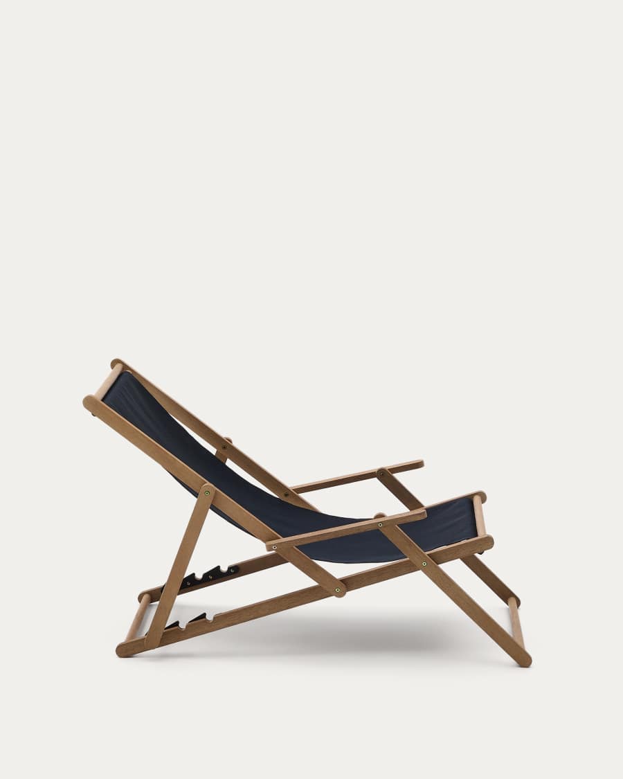 Transat pliant d’extérieur Vilara noir en bois d’acacia FSC 100%