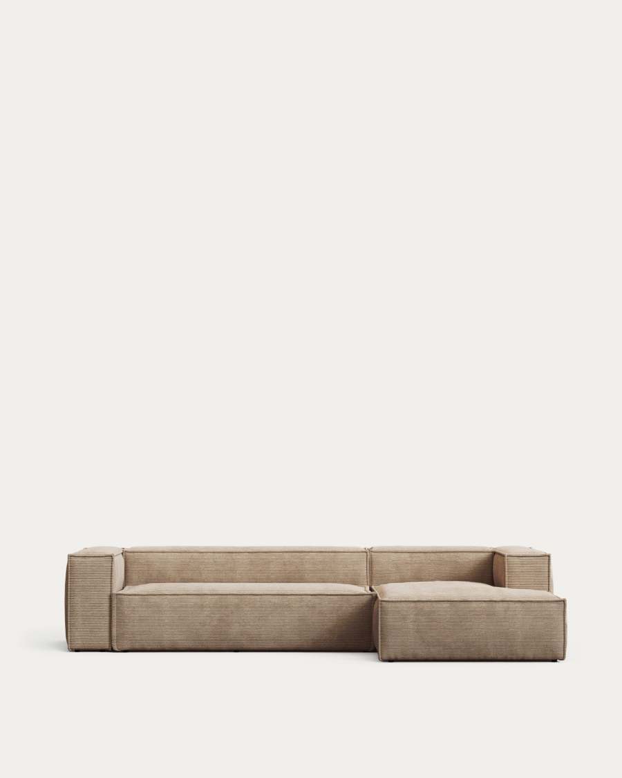 Blok 4-seater sofa with right chaise longue thick taupe corduroy 330 cm
