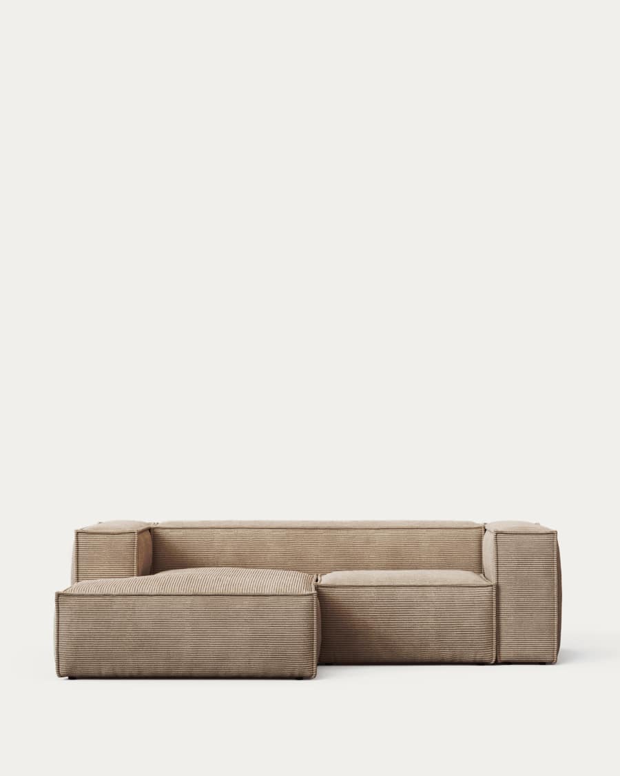 Blok 2-seater sofa with left chaise longue thick taupe corduroy 240 cm