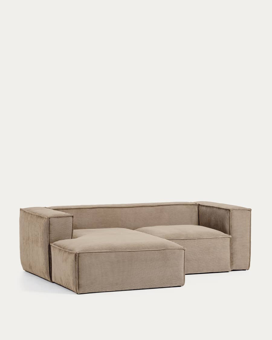 Blok 2-seater sofa with left chaise longue thick taupe corduroy 240 cm