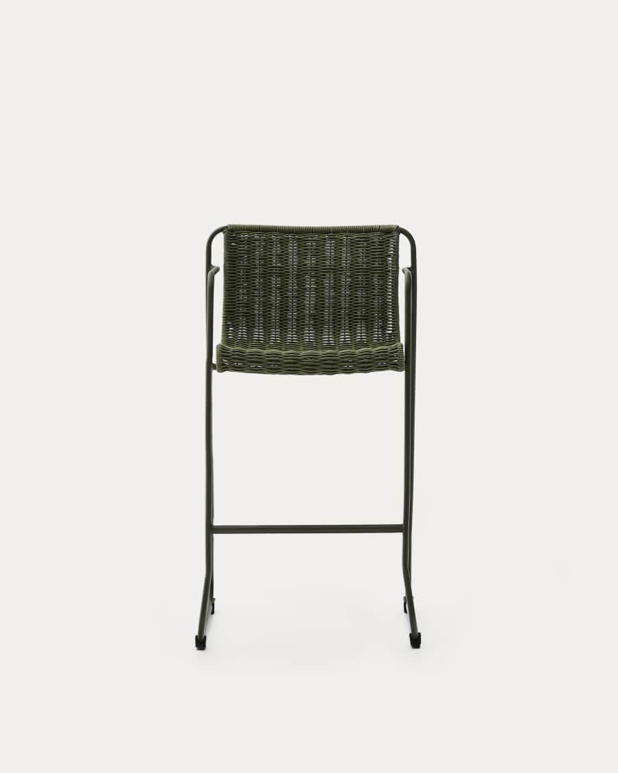 Maurina stackable stool in green galvanised steel and green rope cord 74,5cm