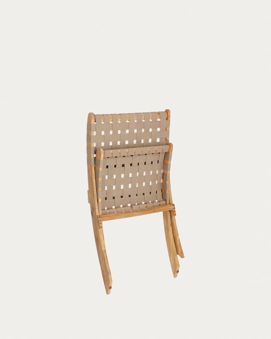 Πτυσσόμενη καρέκλα Chabeli, ξύλο ακακίας και μπεζ κορδόνι FSC 100%