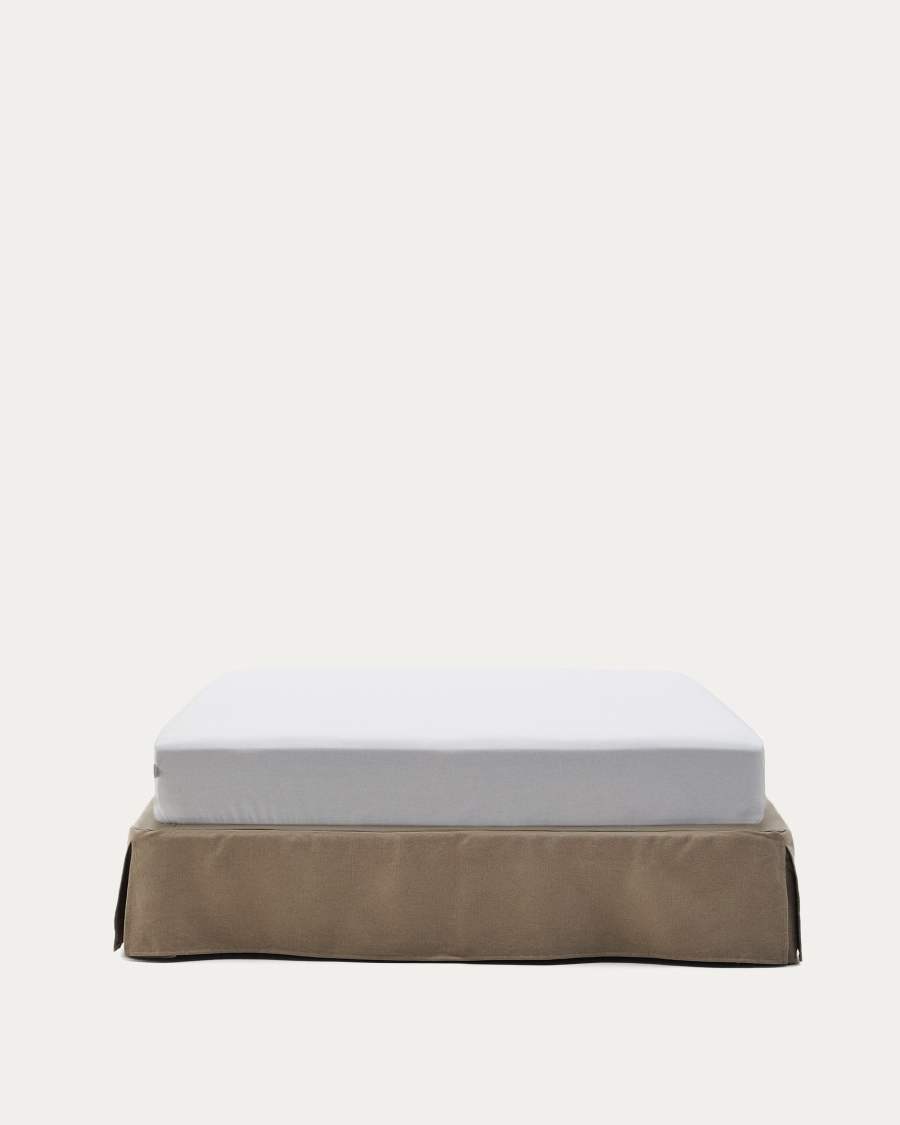 Jaira base with removable linen and cotton cover in taupe for a 150 x 190 cm mattress
