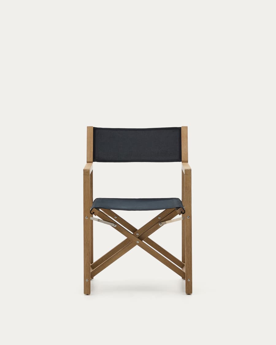 Chaise pliable d’extérieur Vilara noire en bois d’acacia FSC 100%