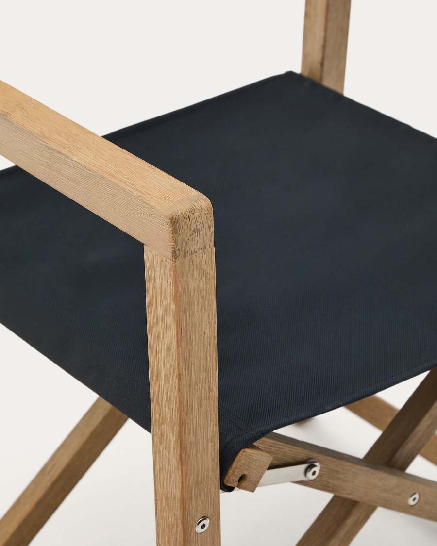 Chaise pliable d’extérieur Vilara noire en bois d’acacia FSC 100%