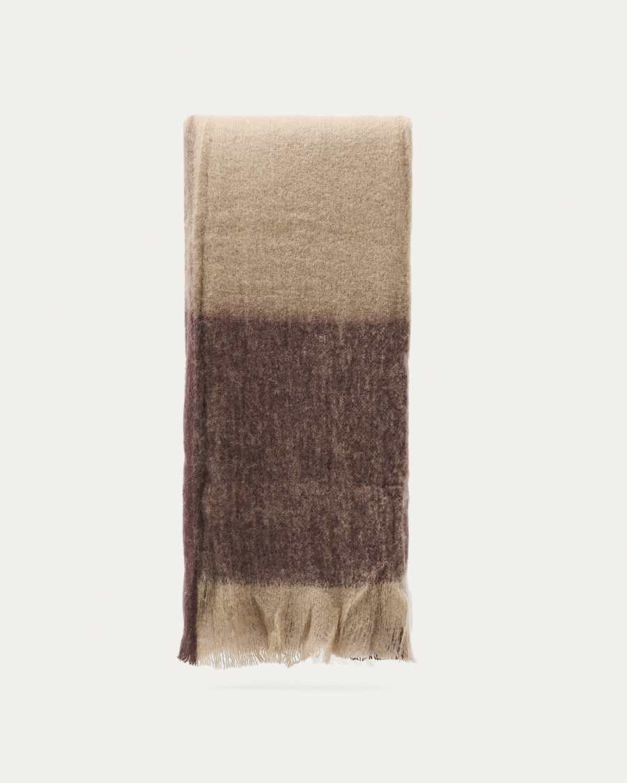 Suley blanket in a brown, checked wool blend, 130 x 170 cm