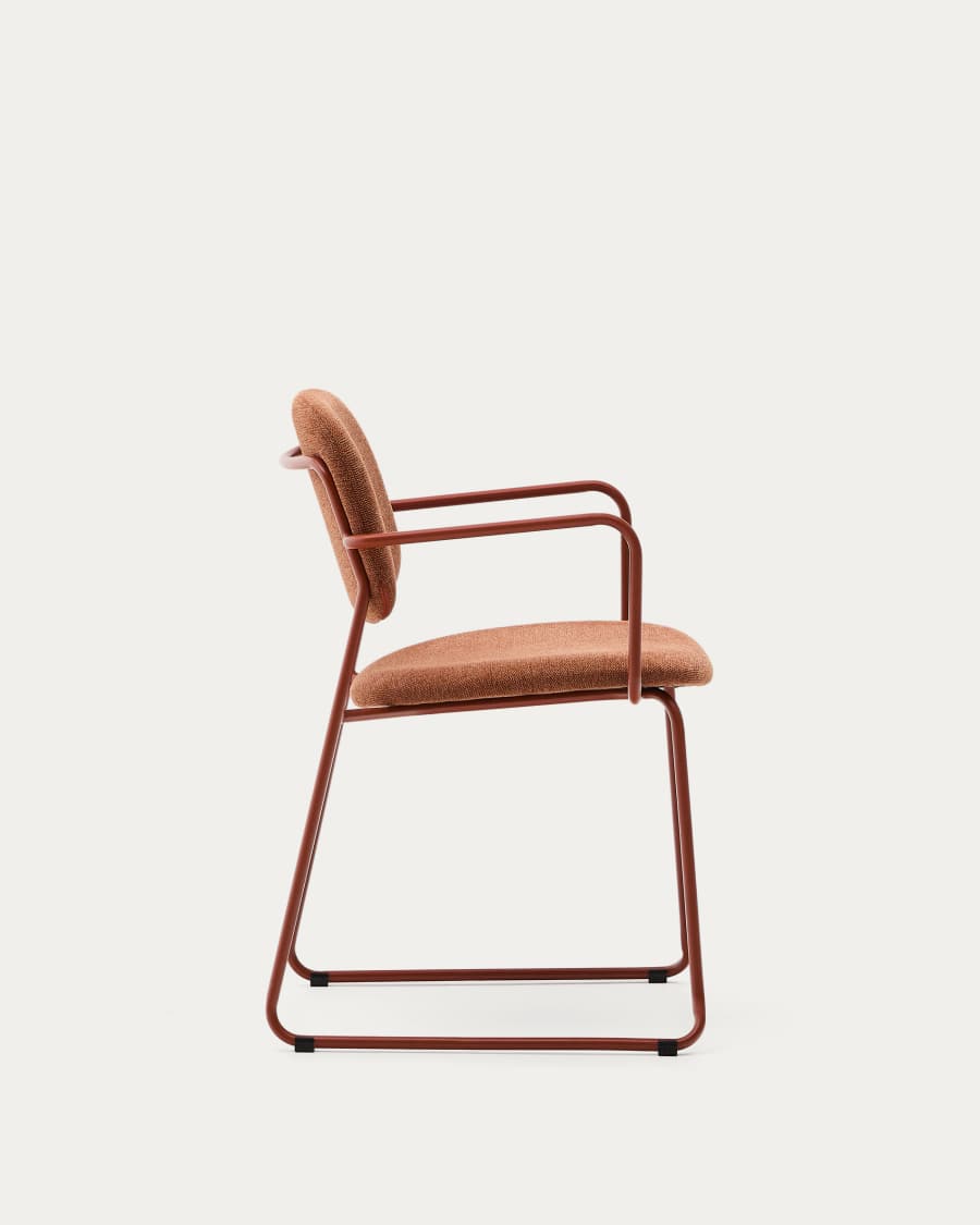 Meli chair in terracotta chenille with terracotta metal frame FSC Mix Credit