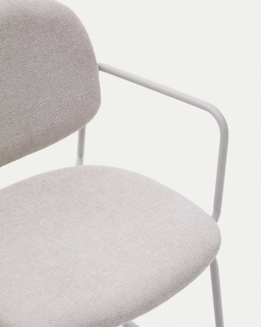 Meli chair in beige chenille with beige metal structure FSC Mix Credit