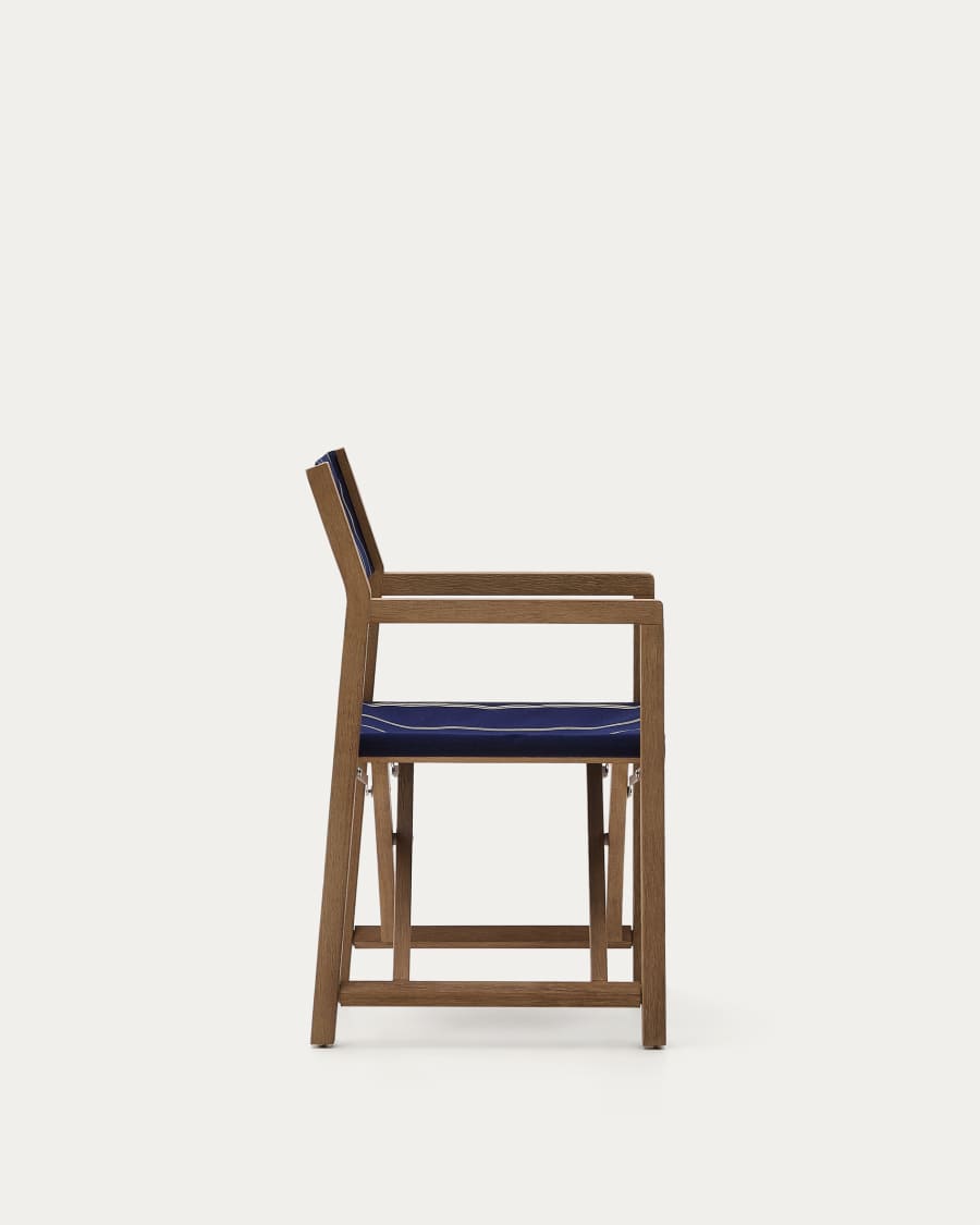 Vilara klapstoel voor buitengebruik van massief acaciahout FSC 100% met blauwe en beige strepen