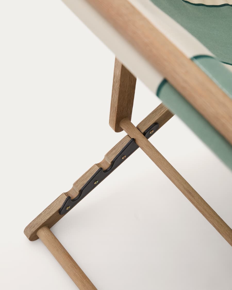 Amaca pieghevole da esterno Vilara a righe verdi e beige in legno massiccio di acacia FSC 100%