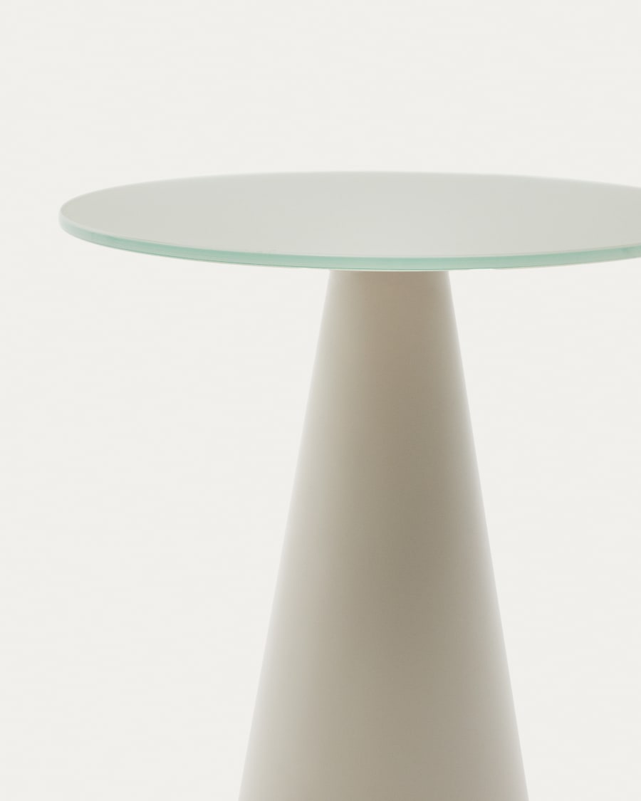 Wilshire side table with frosted tempered glass and steel with matt grey painted finish Ø35cm