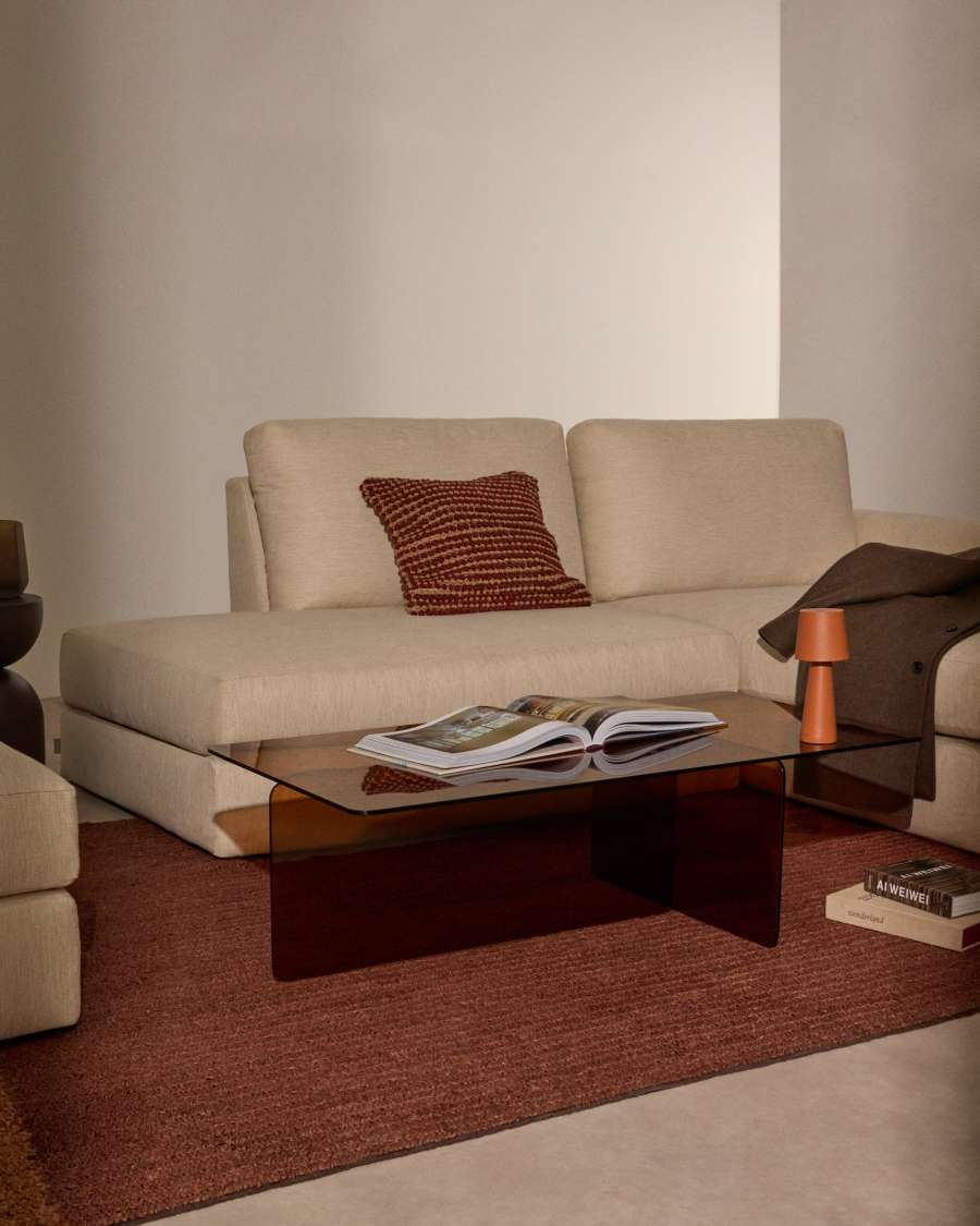 Zaren brown, tempered-glass coffee table, 120 x 60 cm