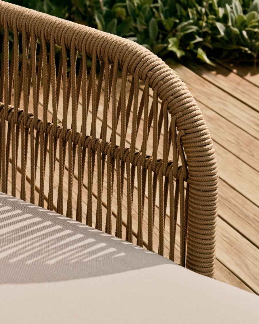 Catalina double sun lounger in beige rope cord and FSC 100% solid acacia wood