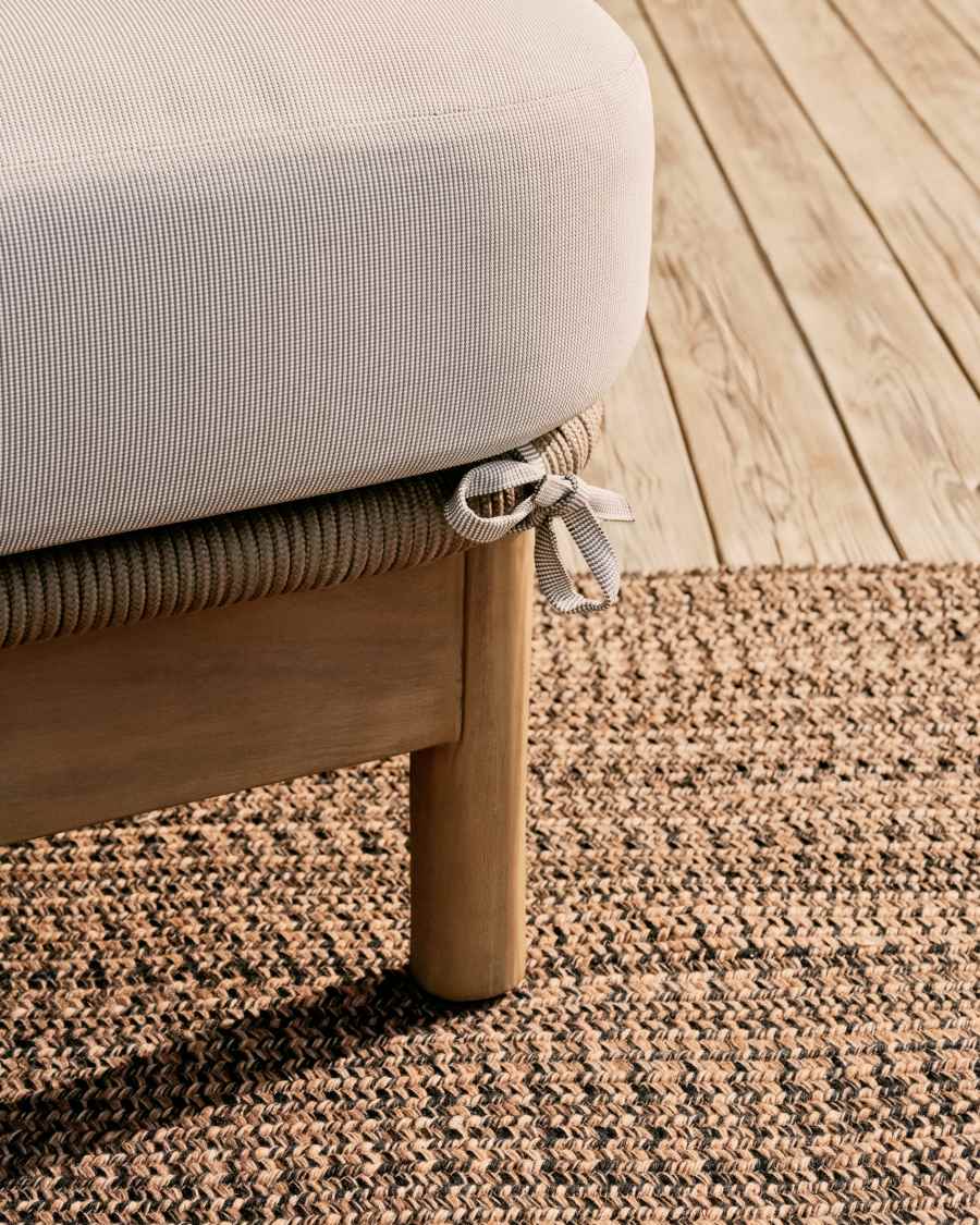 Catalina double sun lounger in beige rope cord and FSC 100% solid acacia wood