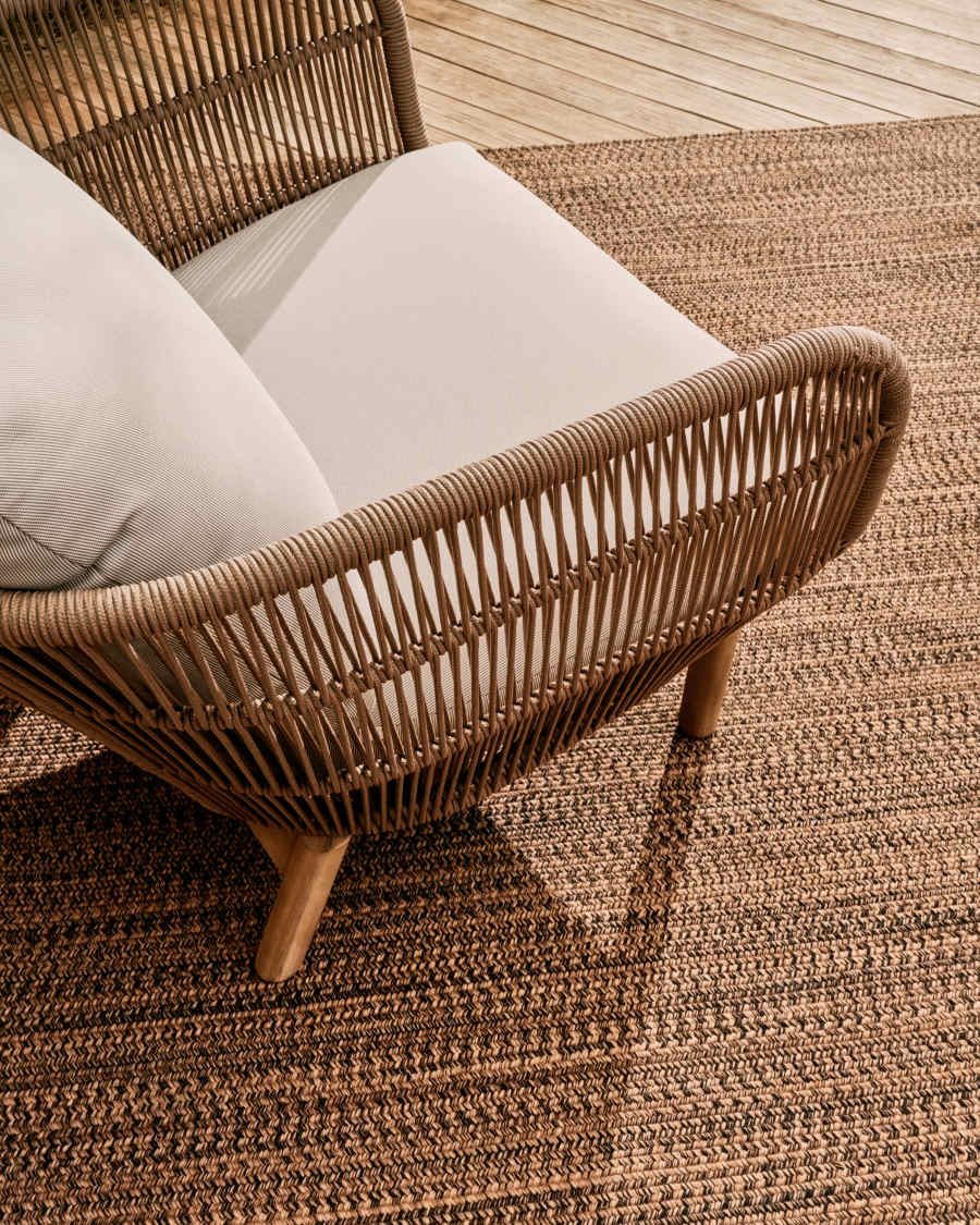 Catalina armchair made with beige rope and FSC solid acacia wood