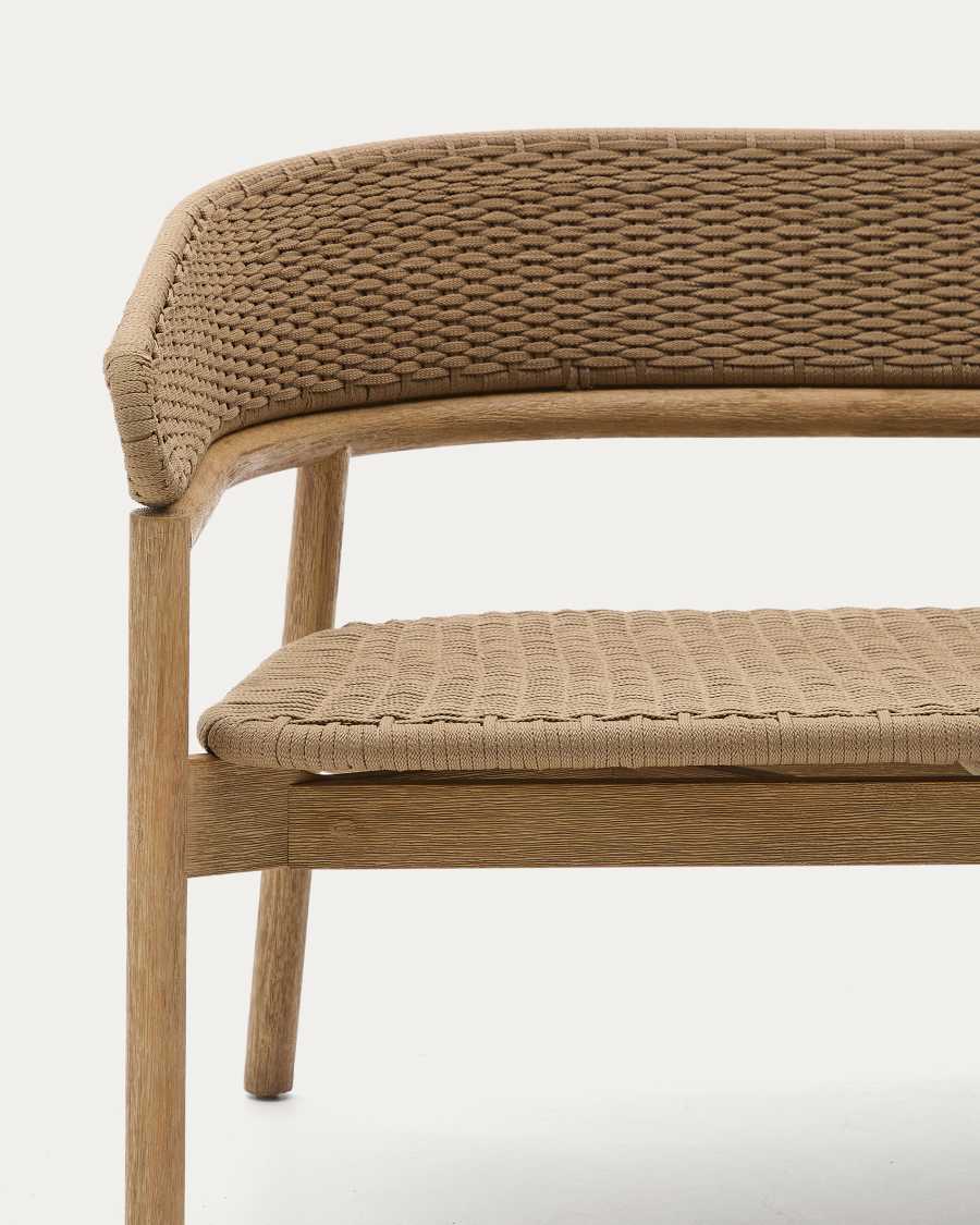 Arinella 3-seater sofa in FSC 100% solid acacia wood with natural finish and beige rope cord 167 cm