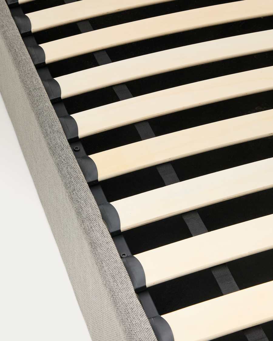 Lit Nahiri gris avec coffre relevable pour matelas de 90 x 200 cm