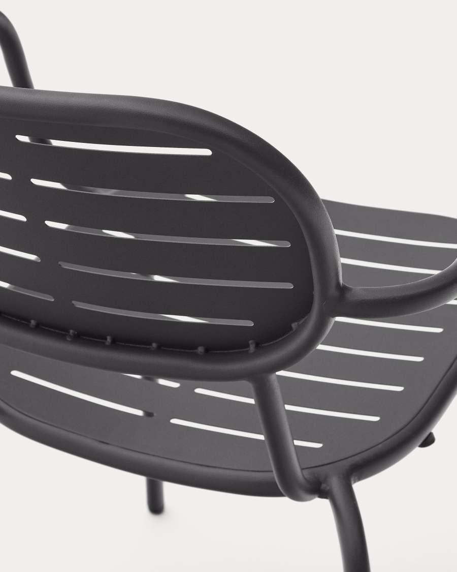 Brai stackable outdoor chair with armrests in dark grey galvanised steel