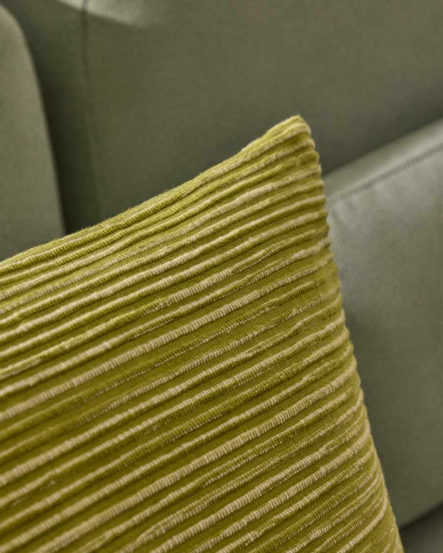 Niera green striped cotton jacquard cushion cover 45 x 45cm