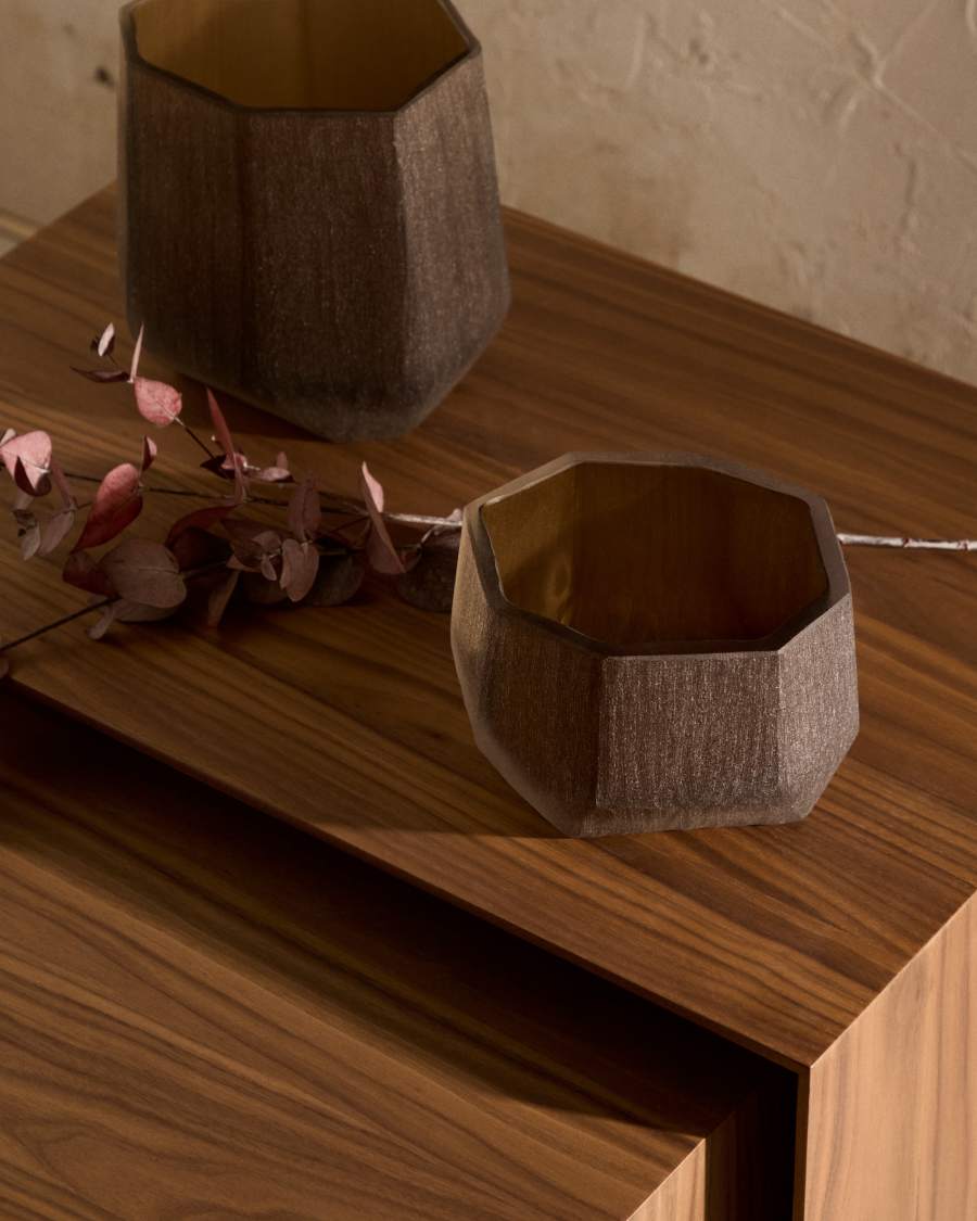 Vase Terrava aus braunem Glas 11 cm