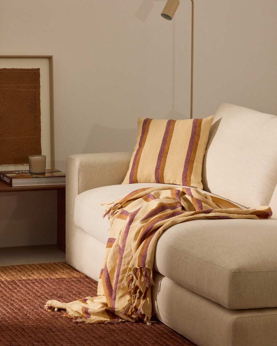 Arven multicoloured striped 100% linen blanket 130 x 170cm