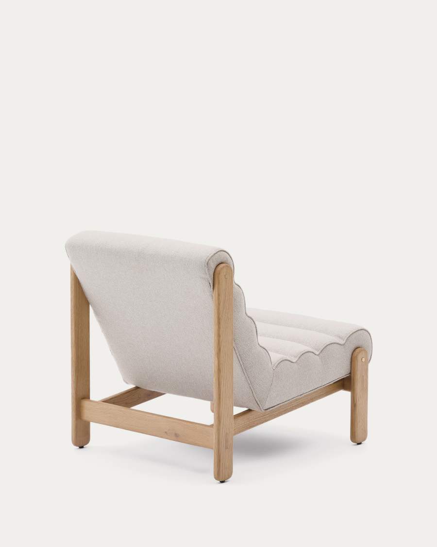 Magira beige armchair in solid oak wood with natural finish