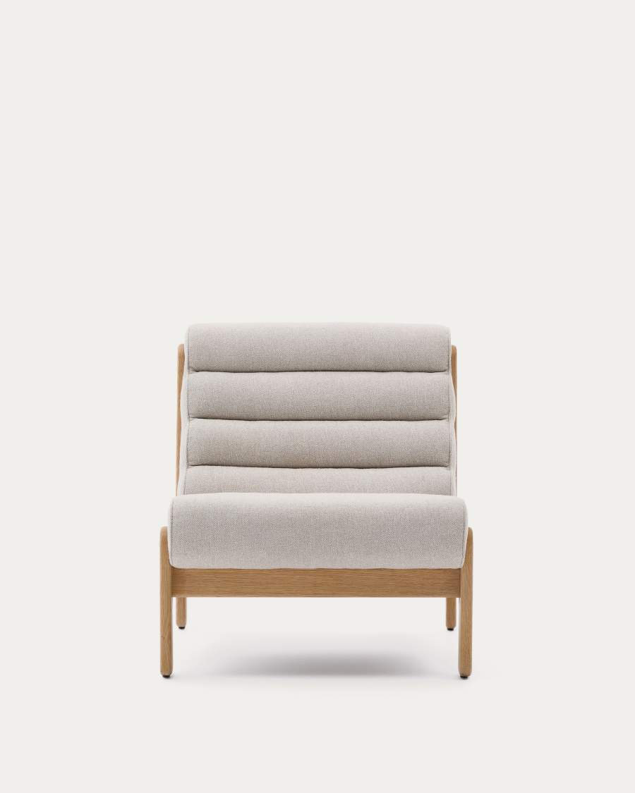Magira beige armchair in solid oak wood with natural finish